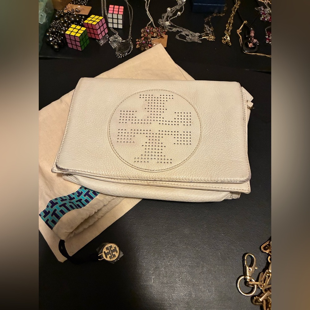 Tory Burch white Leather Clutch